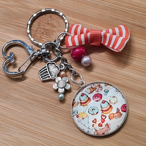 Porte-clés bijoux de sac sur le thème de la gourmandise / bijoux gourmands / cabochon original