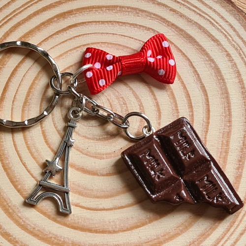 Porte-clés gourmand chocolat parisien en fimo