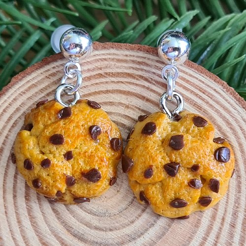 Boucles d'oreilles clous cookies miniatures. "collection : simplement gourmand"