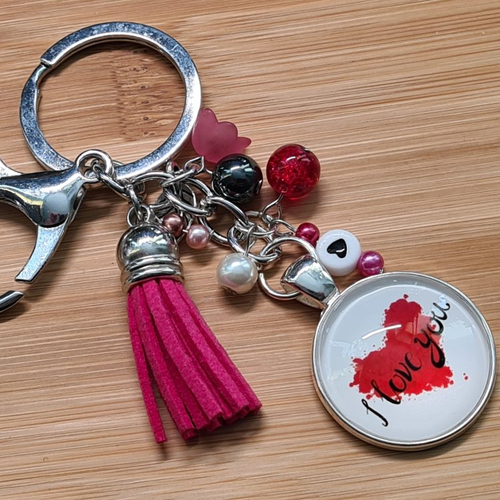 Porte-clés cabochon cœur / bijou de sac de saint valentin