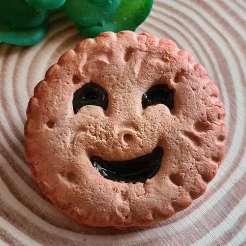 Broche biscuit sourire au chocolat / bijou gourmand