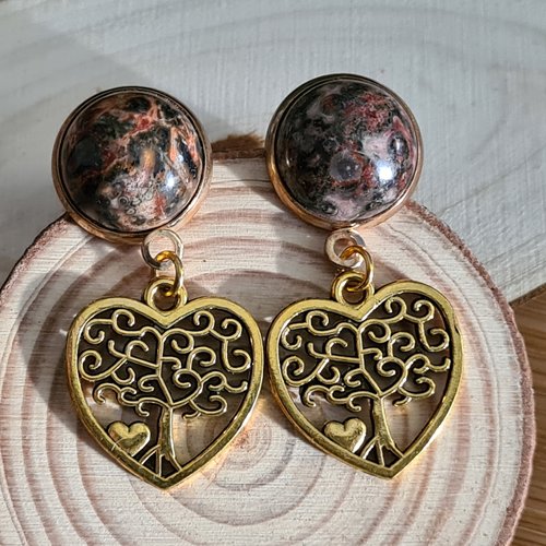 Boucles d'oreilles originales de style celtique / boucles d'oreille arbre de vie dans un coeur / bijoux celtiques