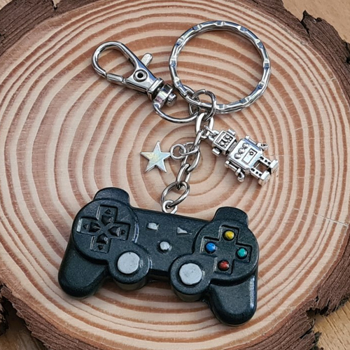Porte-clés manette de jeux vidéo / accessoires gamers / bijoux de sac en fimo