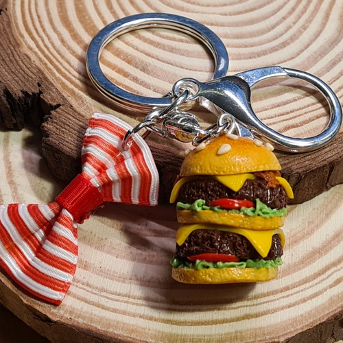 Porte-clés hamburger / bijoux gourmands  en fimo / bijou de sac