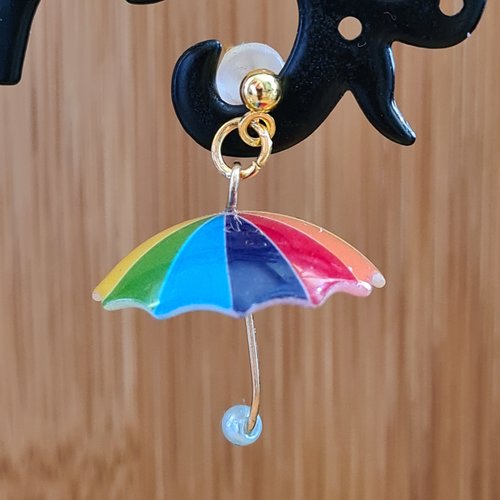Boucles d'oreilles parapluie arc-en-ciel / clous d'oreille parapluie