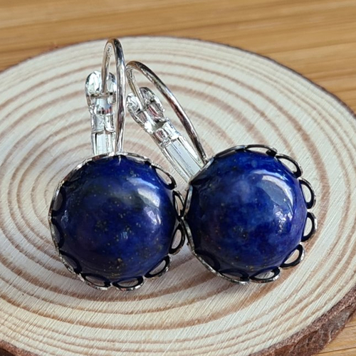 Boucles d'oreilles en lapis lazuli véritable / dormeuses en pierre naturelles