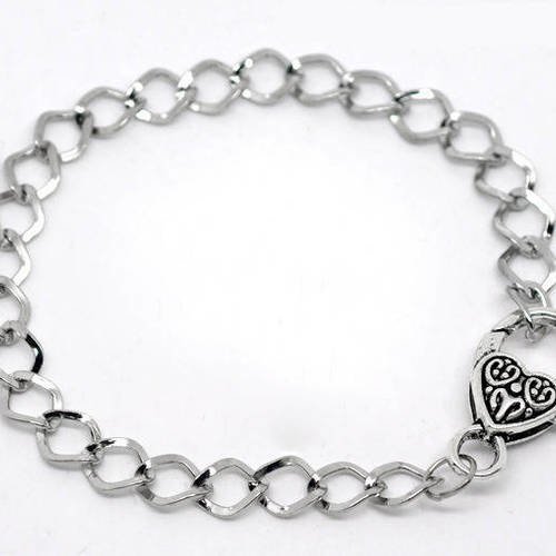 60 Bracelets Fermoir Mousqueton Couleur argenté 20cm