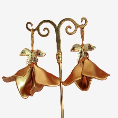 Boucles d'oreilles 4 pétales dorées