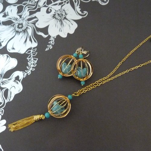 Parure "cages dorées"