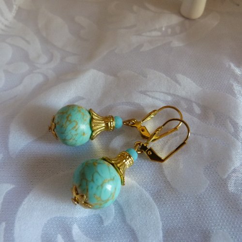 Boucles d'oreilles perles en turquoise