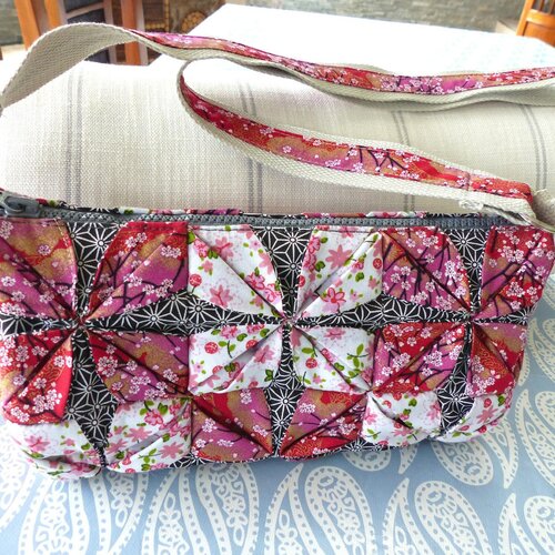 Sac trousse origami tissu rouge