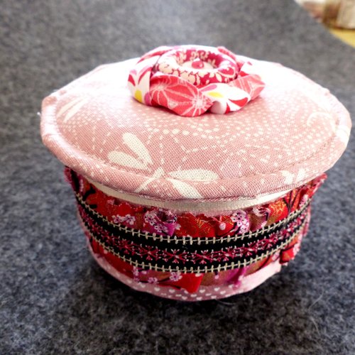 Boite bijoux cartonnage - tissu  rose