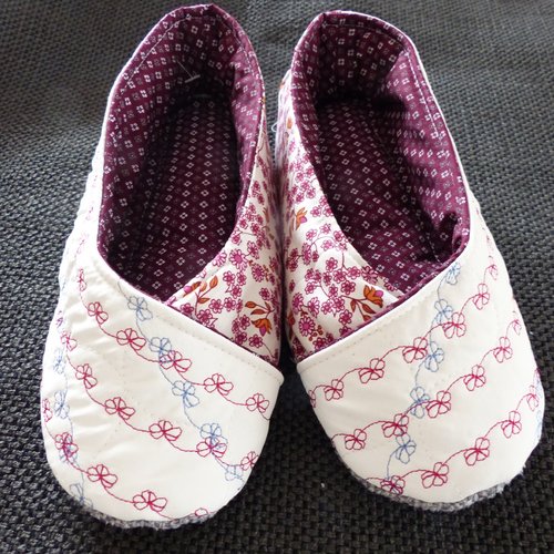 Chaussons femme kimono t37 piqué libre et tissu fleuri