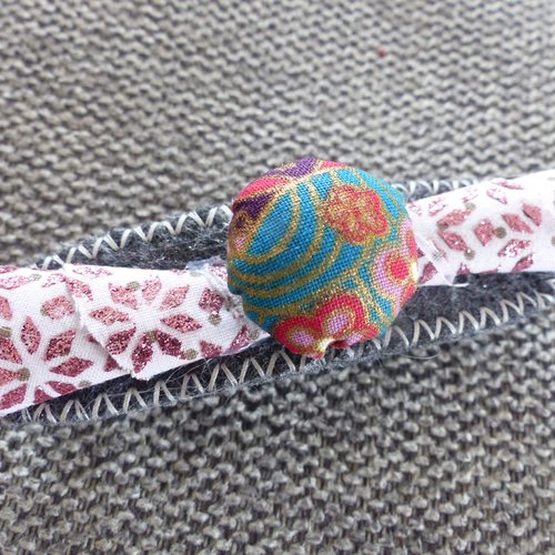 Barrette femme, aspect "noeud papillon" bleu-rose