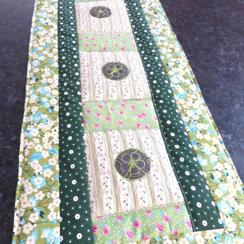 Toile textile napperon patchwork vert