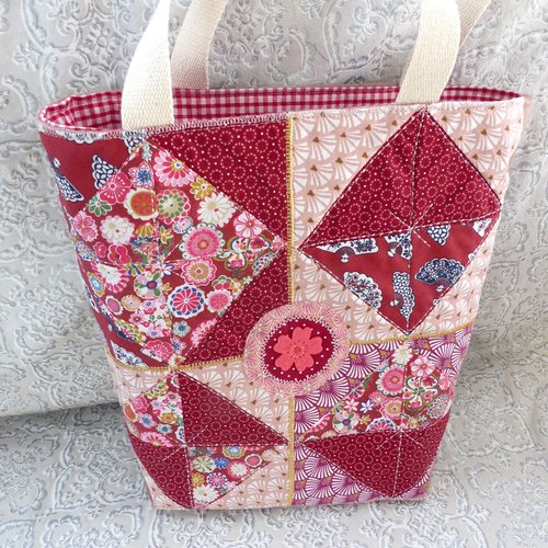 Sac cabas patchwork bordeaux