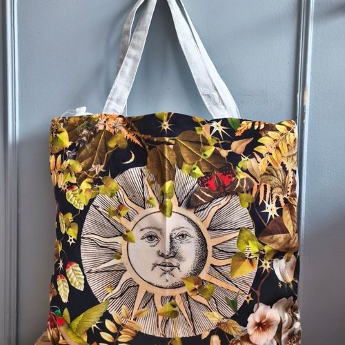 Tote bag « le roi soleil » — coton velours — fait main
