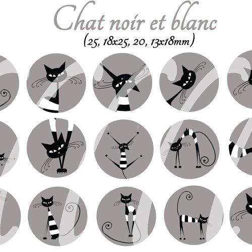 Images Digitales Pour Cabochons A Imprimer Theme Chat Noir Et Blanc Un Grand Marche