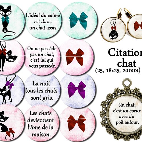 Images Digitales Pour Cabochons A Imprimer Theme Citation Chat Un Grand Marche