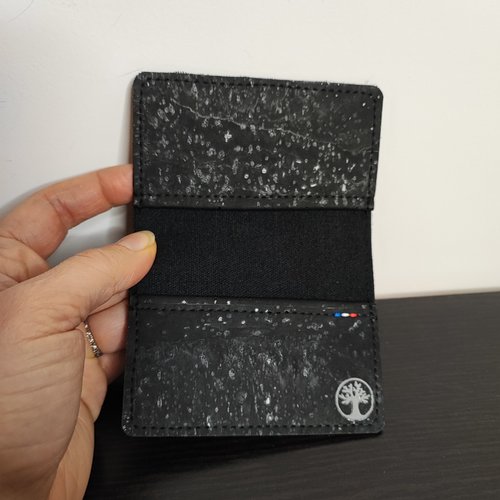 Porte-carte à rabat erable en liège de luxe (cuir de liège/vegan) (pièce unique)