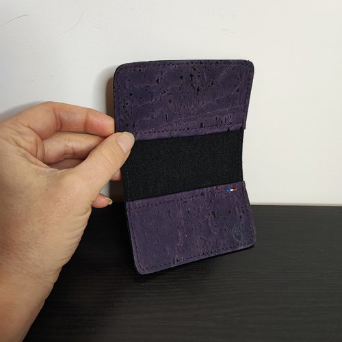 Porte-carte à rabat erable en liège de luxe (cuir de liège/vegan) (pièce unique)