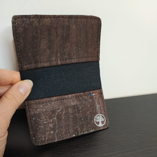 Porte-carte à rabat erable en liège de luxe (cuir de liège/vegan) (pièce unique)