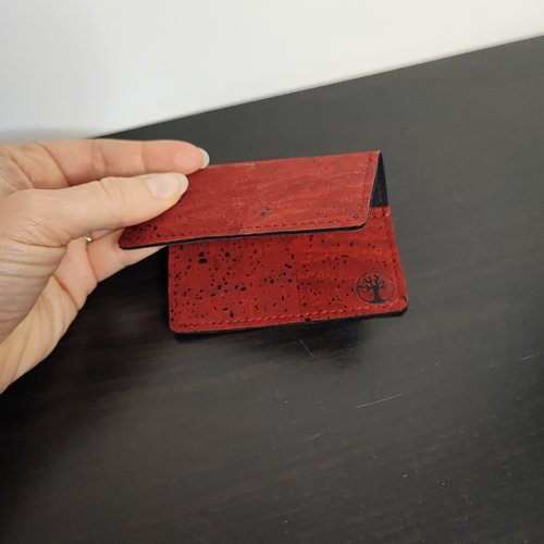 Porte-carte à rabat erable en liège de luxe (cuir de liège/vegan) (pièce unique)