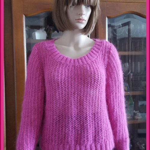 Pull femme angora modèle astoria d'anny blatt coloris pink beauty