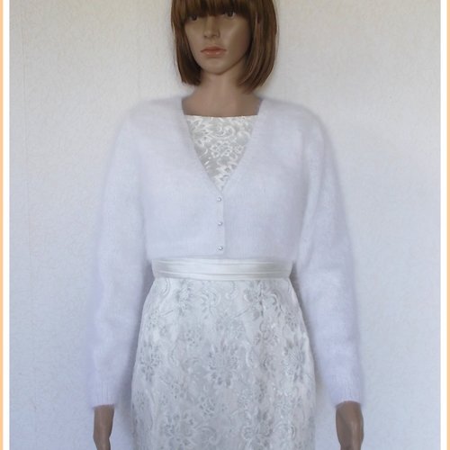 Boléro femme angora blanc "kate middleton"