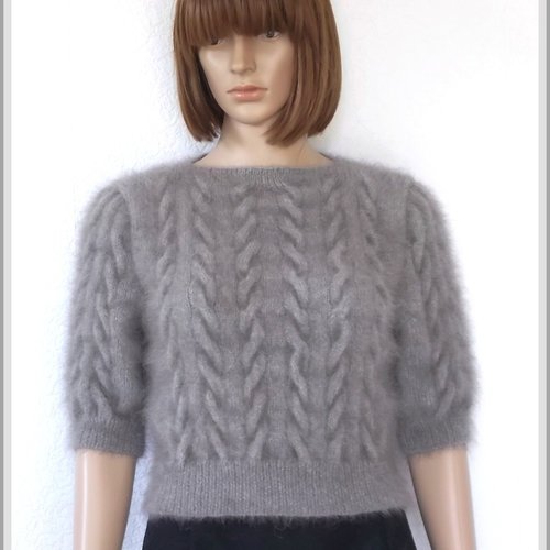 Pull 100 % angora "perle de pluie"