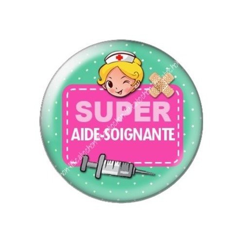 Cabochon résine à coller 25 mm aide-soignante a11