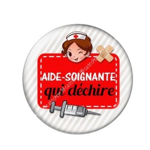 Cabochon résine à coller 25 mm aide-soignante a16