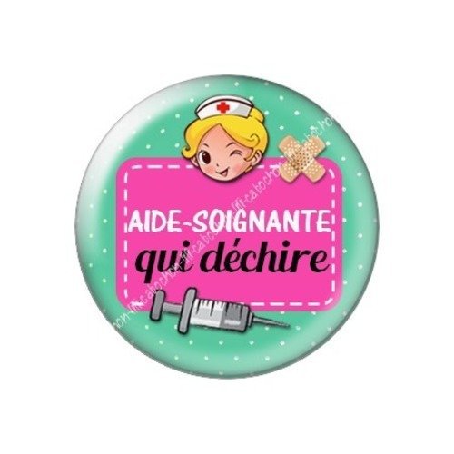 Cabochon résine à coller 25 mm aide-soignante a20
