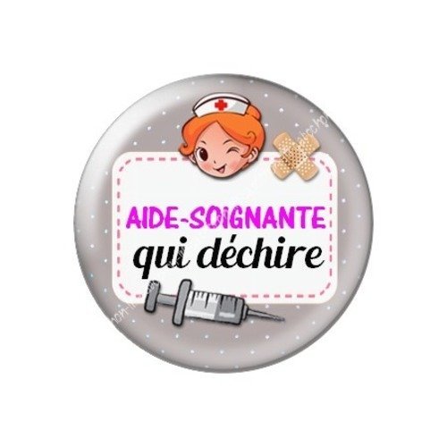 Cabochon résine à coller 25 mm aide-soignante a21