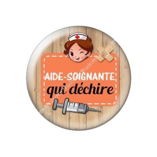 Cabochon résine à coller 25 mm aide-soignante a25