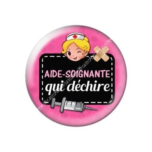 Cabochon résine à coller 25 mm aide-soignante a27