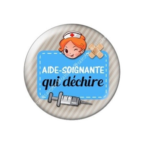 Cabochon résine à coller 25 mm aide-soignante a28
