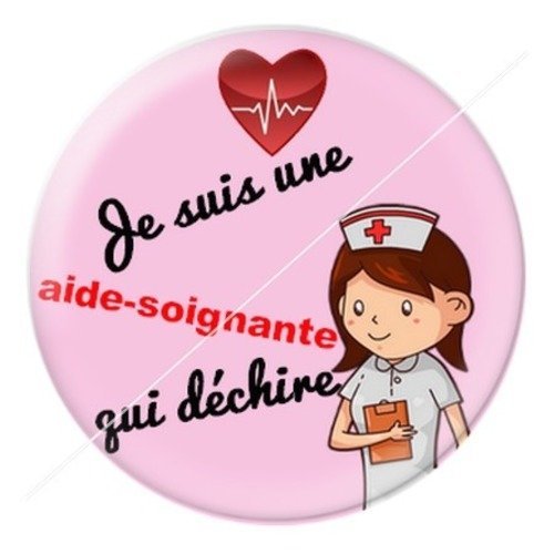 Cabochon résine à coller 25 mm aide-soignante asb11