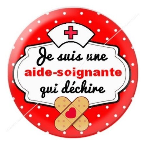 Cabochon résine à coller 25 mm aide-soignante asb14