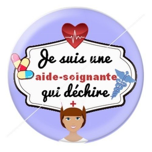 Cabochon résine à coller 25 mm aide-soignante asb16