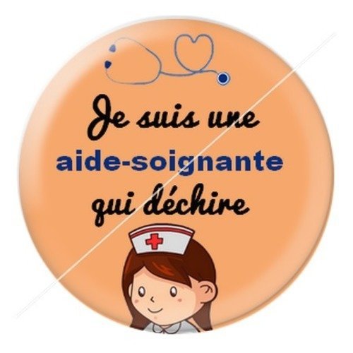 Cabochon résine à coller 25 mm aide-soignante asb18