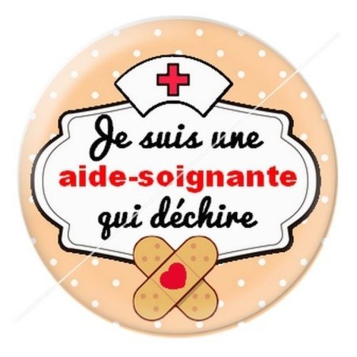 Cabochon résine à coller 25 mm aide-soignante asb19