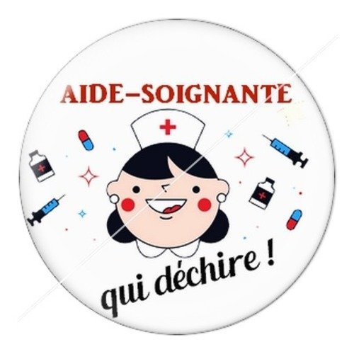 Cabochon résine à coller 25 mm aide-soignante asb23