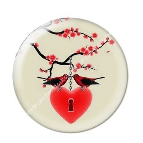 Cabochon résine à coller 25 mm coeur rouge amour aba1
