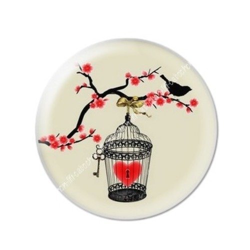 Cabochon résine à coller 25 mm coeur rouge amour aba6