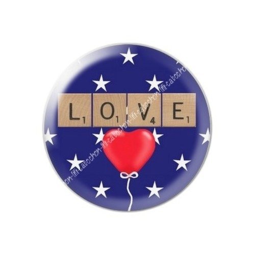 Cabochon résine à coller 25 mm coeur amour aba9
