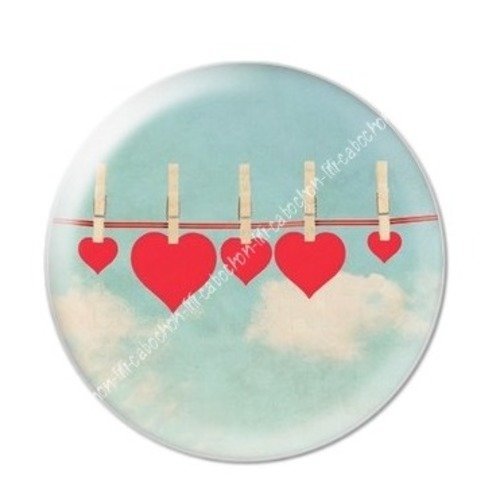 Cabochon résine à coller 25 mm coeur amour aba13