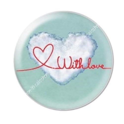 Cabochon résine à coller 25 mm coeur amour aba15