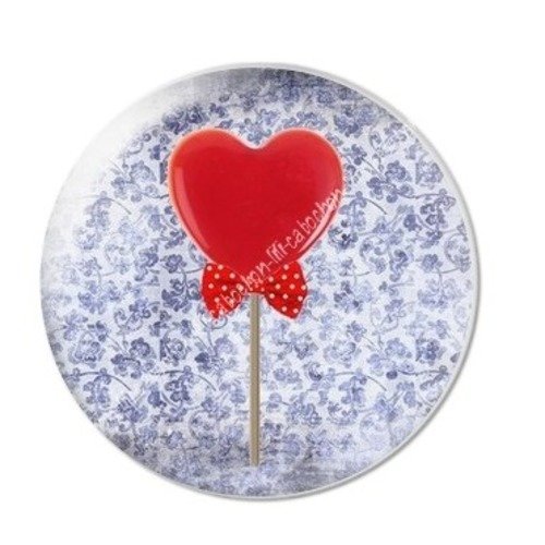 Cabochon résine à coller 25 mm coeur amour aba16