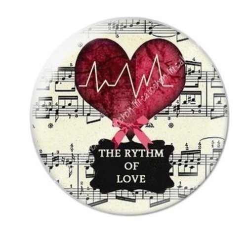 Cabochon résine à coller 25 mm partition amour aba18